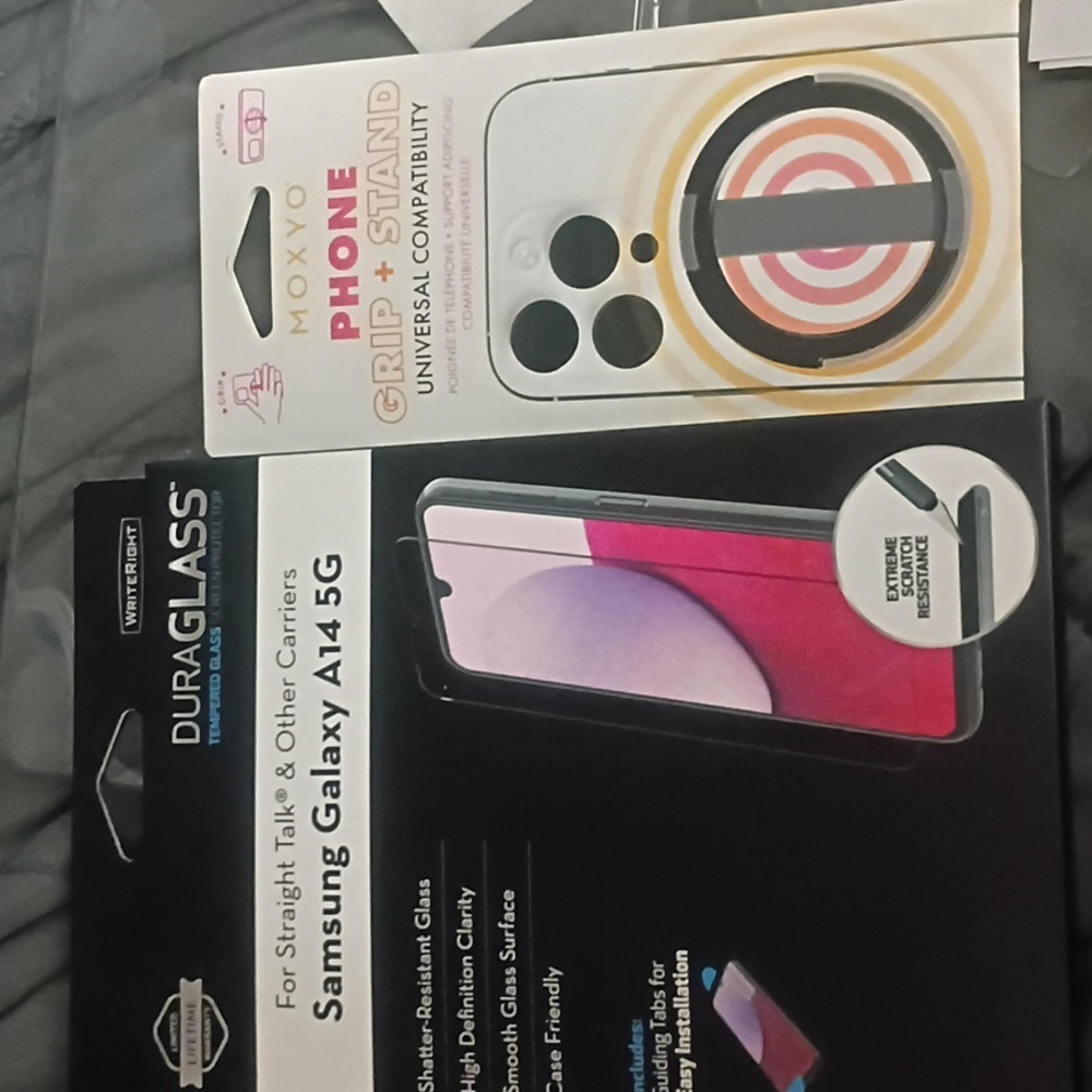 Tempered Glass Screen Protector for Samsung Galaxy A14 5G FREE Grip Stand New